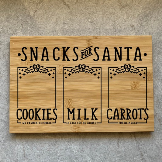 Santa Cookie, Milk and Carrot Board Christmas Eve Santa's Cookies
