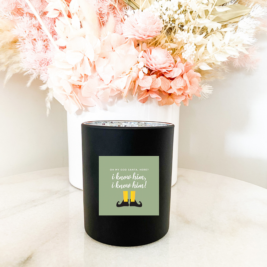 Hand poured 100% Natural Soy Christmas Candle | Elf Oh My God Santa, Here? I Know Him, I Know Him! | Medium Candle