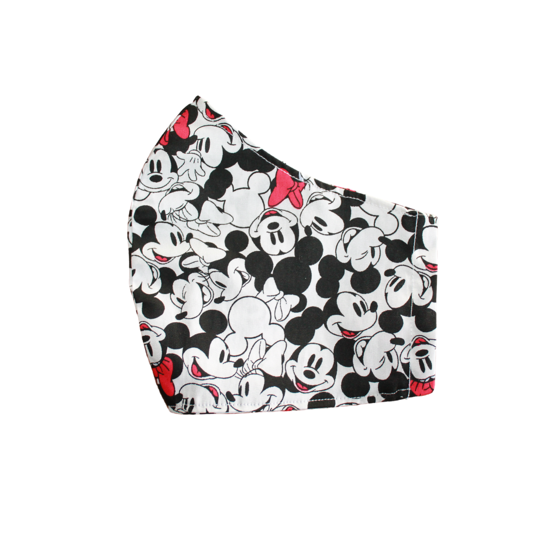 Mouse Inspired Handmade Fabric Face Mask 100% Cotton Reusable with Filter Pocket For Adults & Children