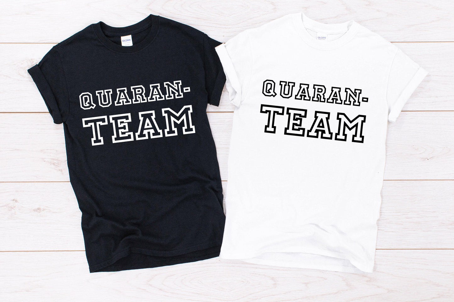 QUARAN-TEAM Adult/ Toddler/ Baby T-Shirt/ Romper with custom name to the back.