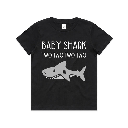 Kid's "Baby Shark Two Two Two Two" 2nd Birthday T-Shirt