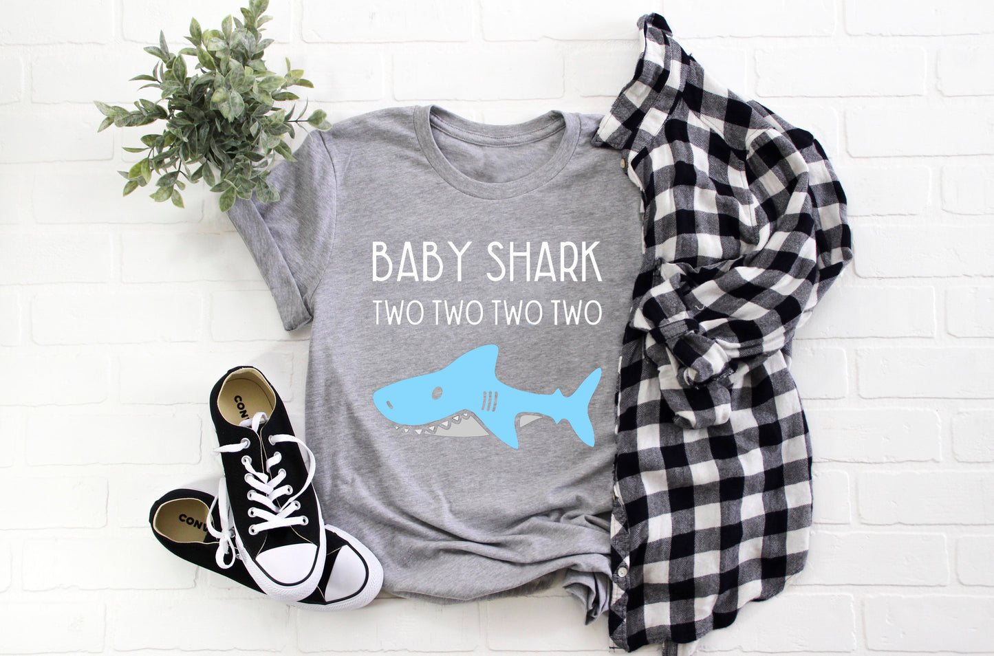 Kid's "Baby Shark Two Two Two Two" 2nd Birthday T-Shirt