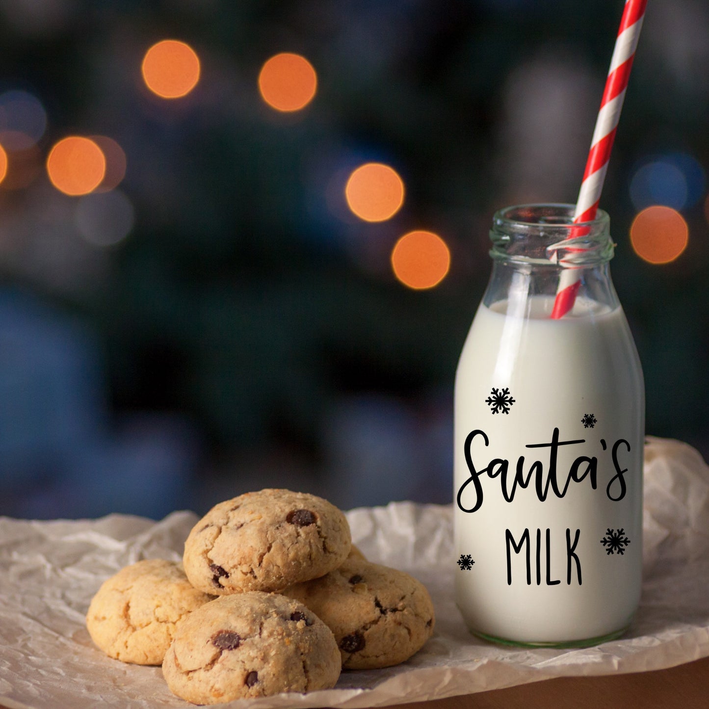 Santa’s Milk Glass Bottle Snow Flakes 200ml