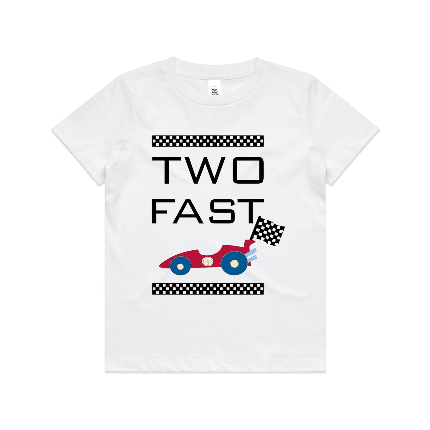 Kid's  "Two Fast" 2nd Birthday T-Shirt Race Car T-Shirt