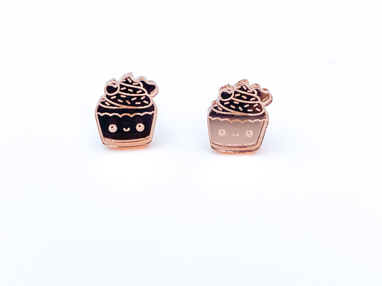 Cupcake Stud Rose Gold Mirror Finish Acrylic Stud Earrings