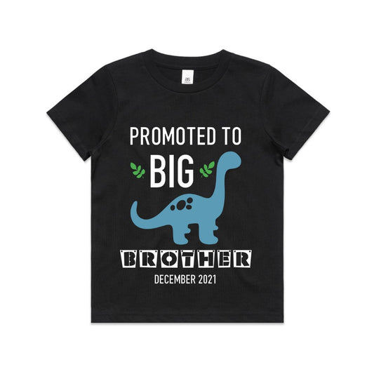 Kid's/ Baby T-Shirt/ Romper "Being Promoted to Big Brother/ Sister (Insert Year)" Dinosaur Theme