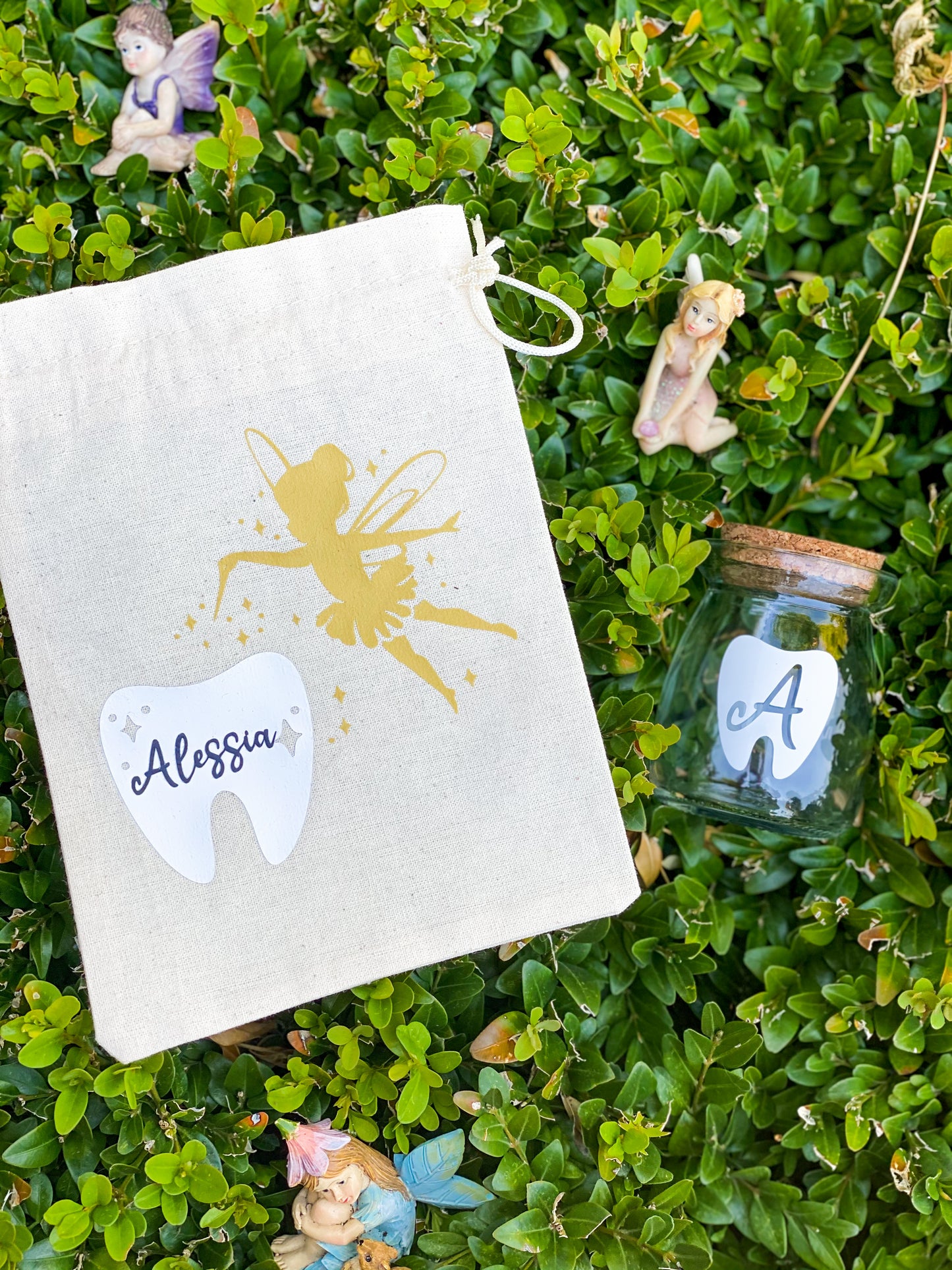 Personalized Tooth Fairy Jar and Bag